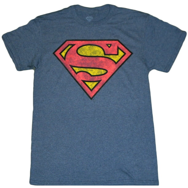 Superman Distressed White Logo T-Shirt Black 